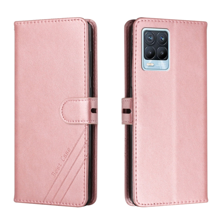 For Realme 8 / 8 Pro Stitching Style 2-Color Cow Texture Horizontal Flip PU Leather Case with Holder & Card Slot & Lanyard