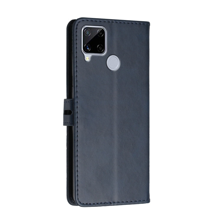 For Realme C15 Stitching Style 2-Color Cow Texture Horizontal Flip PU Leather Case with Holder & Card Slot & Lanyard