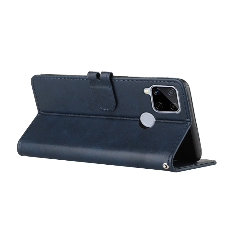 For Realme C15 Stitching Style 2-Color Cow Texture Horizontal Flip PU Leather Case with Holder & Card Slot & Lanyard