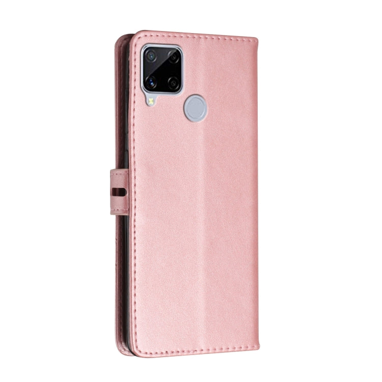 For Realme C15 Stitching Style 2-Color Cow Texture Horizontal Flip PU Leather Case with Holder & Card Slot & Lanyard