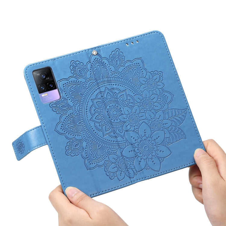 For vivo V21 4G / V21 5G 7-petal Flowers Embossing Pattern Horizontal Flip PU Leather Case with Holder & Card Slots & Wallet & Photo Frame