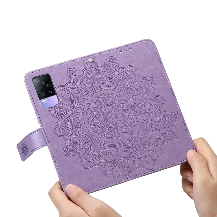 For vivo V21 4G / V21 5G 7-petal Flowers Embossing Pattern Horizontal Flip PU Leather Case with Holder & Card Slots & Wallet & Photo Frame