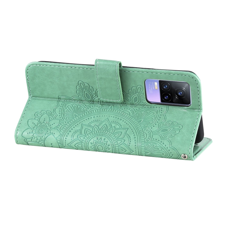 For vivo V21e 7-petal Flowers Embossing Pattern Horizontal Flip PU Leather Case with Holder & Card Slots & Wallet & Photo Frame