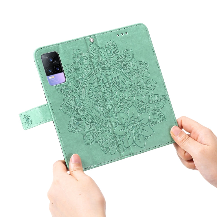 For vivo V21e 7-petal Flowers Embossing Pattern Horizontal Flip PU Leather Case with Holder & Card Slots & Wallet & Photo Frame