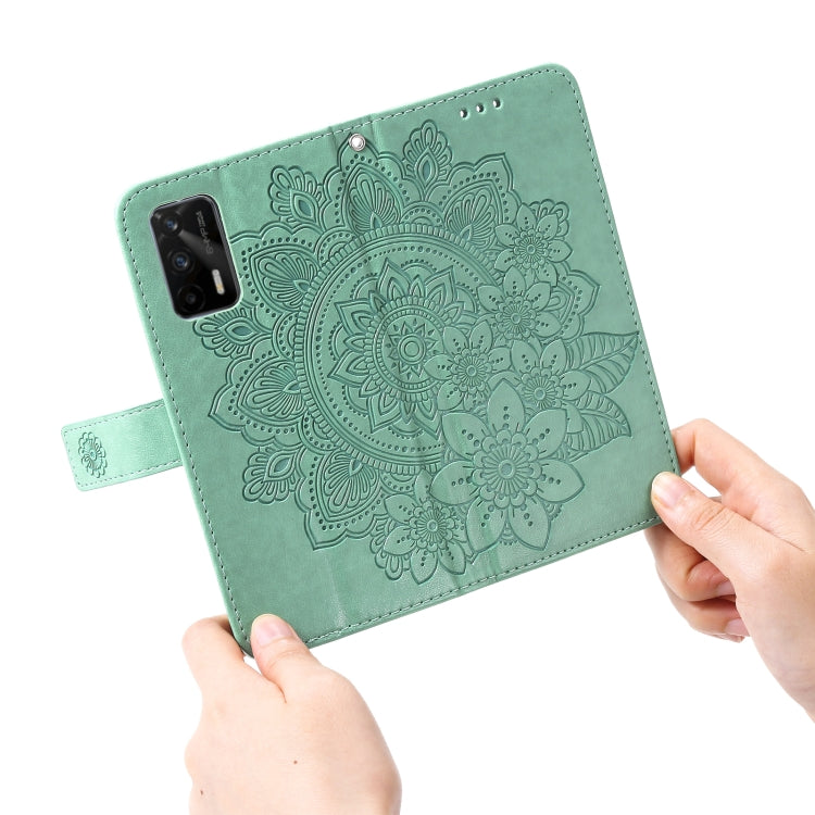 For OPPO Realme GT 5G 7-petal Flowers Embossing Pattern Horizontal Flip PU Leather Case with Holder & Card Slots & Wallet & Photo Frame