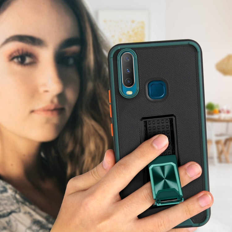 For vivo Y17 / Y12 / Y15 / Y11 Dual-color Skin Feel TPU + PC Magnetic Shockproof Case with Invisible Holder