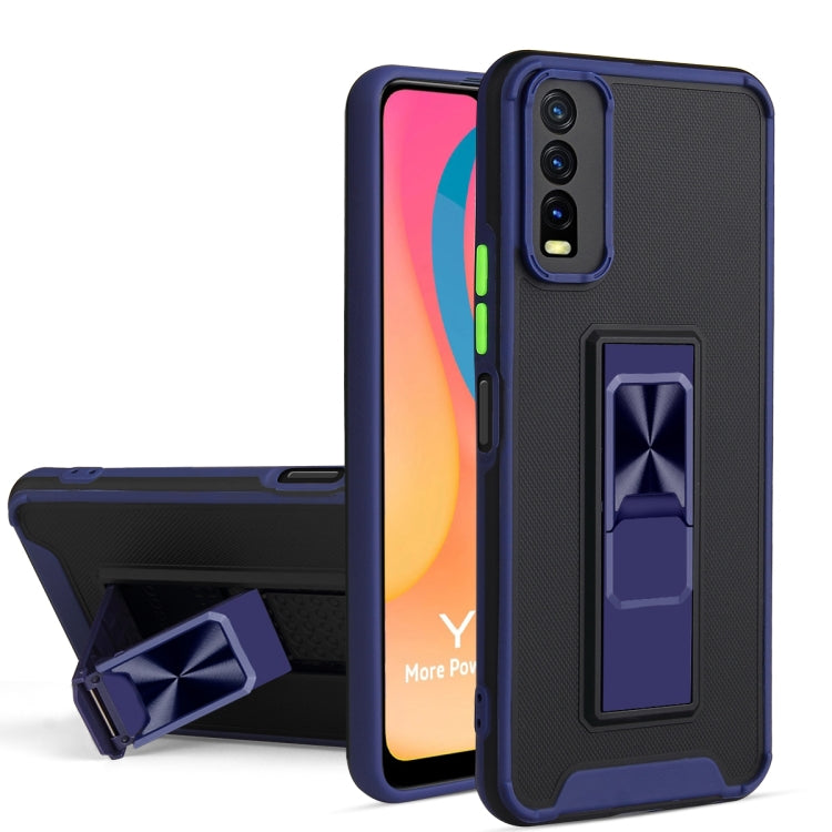 For vivo Y20 Dual-color Skin Feel TPU + PC Magnetic Shockproof Case with Invisible Holder