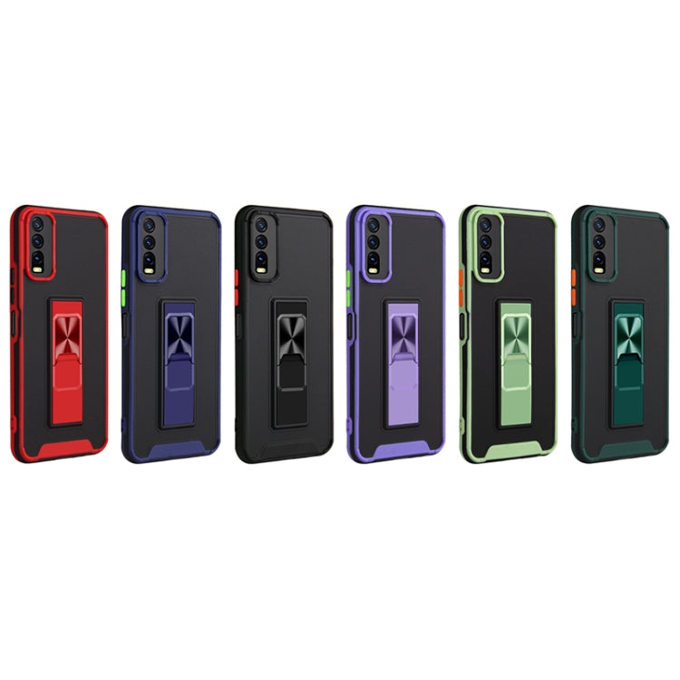 For vivo Y20 Dual-color Skin Feel TPU + PC Magnetic Shockproof Case with Invisible Holder