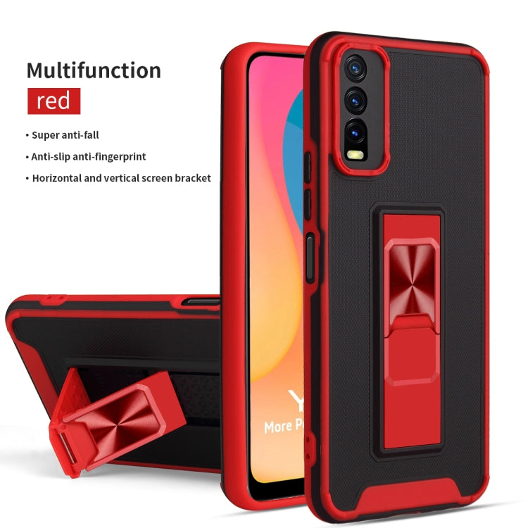 For vivo Y20 Dual-color Skin Feel TPU + PC Magnetic Shockproof Case with Invisible Holder