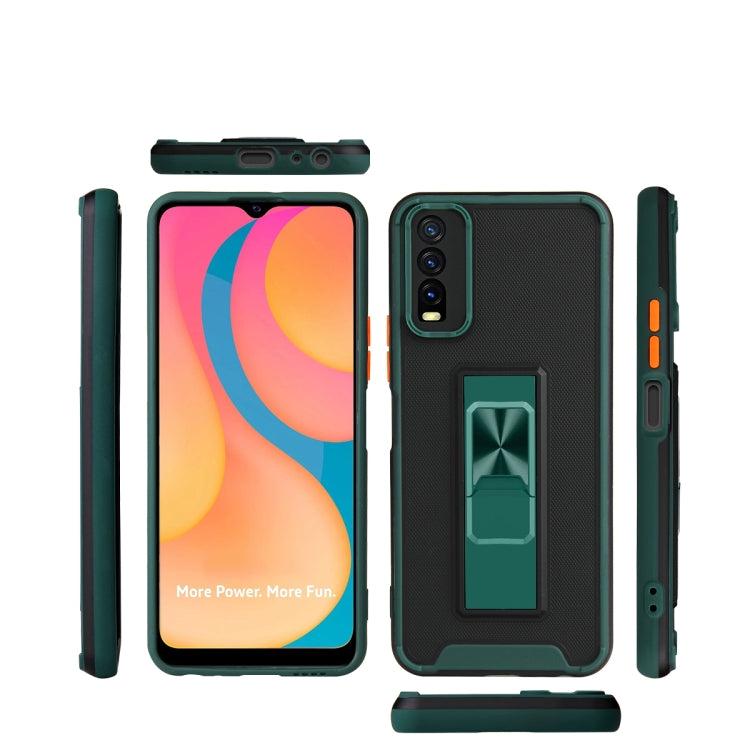 For vivo Y20 Dual-color Skin Feel TPU + PC Magnetic Shockproof Case with Invisible Holder