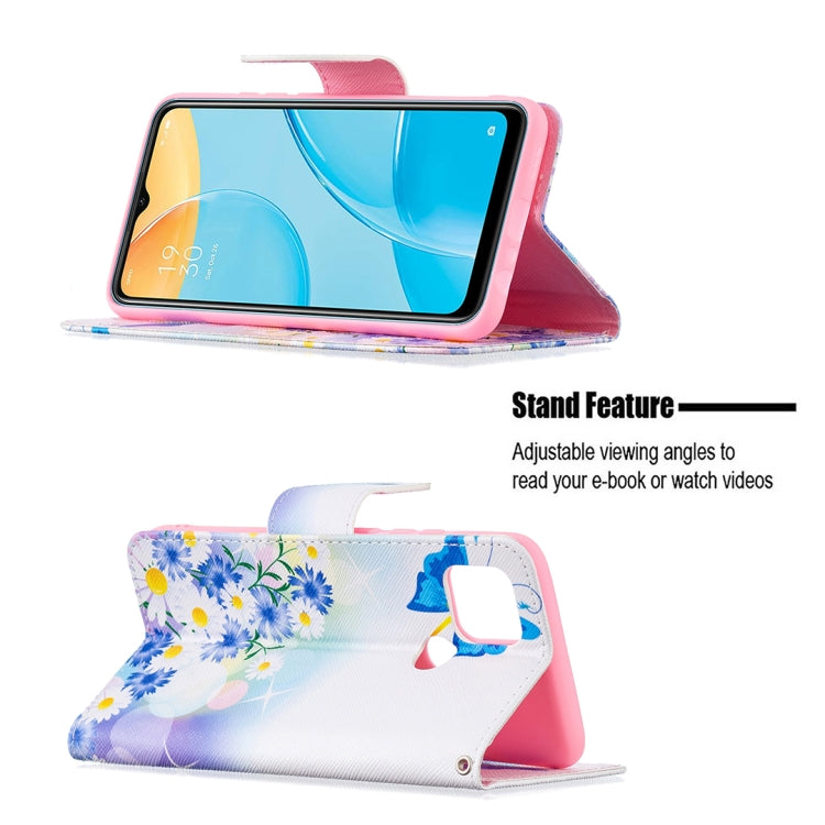 For OPPO A15 Colored Drawing Pattern Horizontal Flip Leather Case with Holder & Card Slots & Wallet