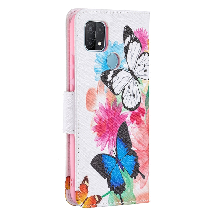 For OPPO A15 Colored Drawing Pattern Horizontal Flip Leather Case with Holder & Card Slots & Wallet