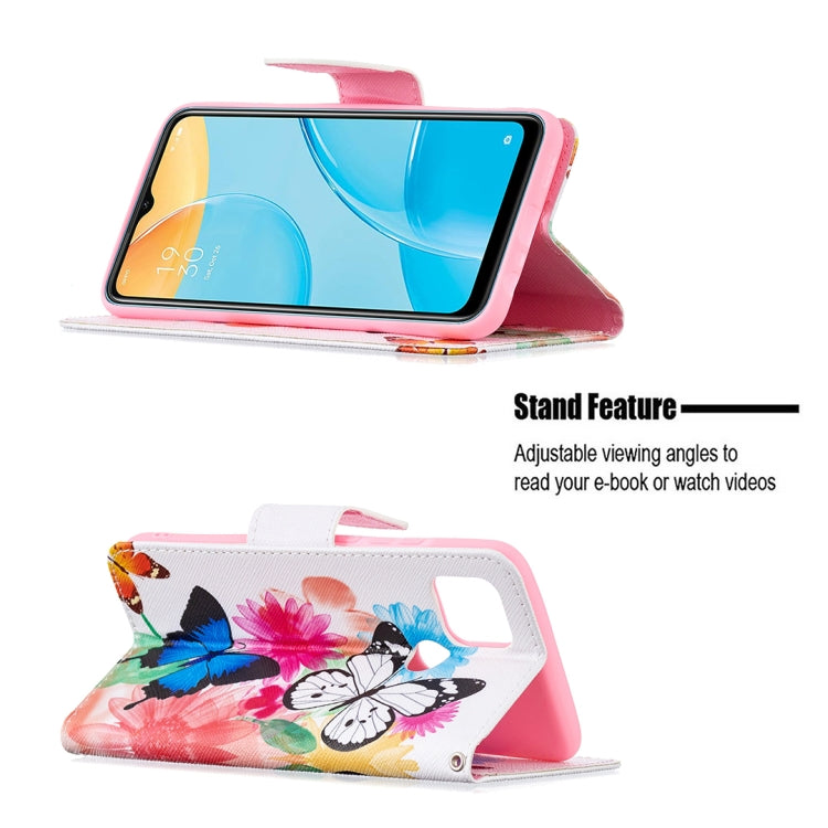 For OPPO A15 Colored Drawing Pattern Horizontal Flip Leather Case with Holder & Card Slots & Wallet