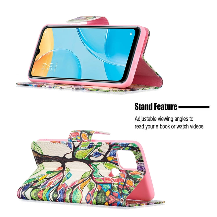For OPPO A15 Colored Drawing Pattern Horizontal Flip Leather Case with Holder & Card Slots & Wallet