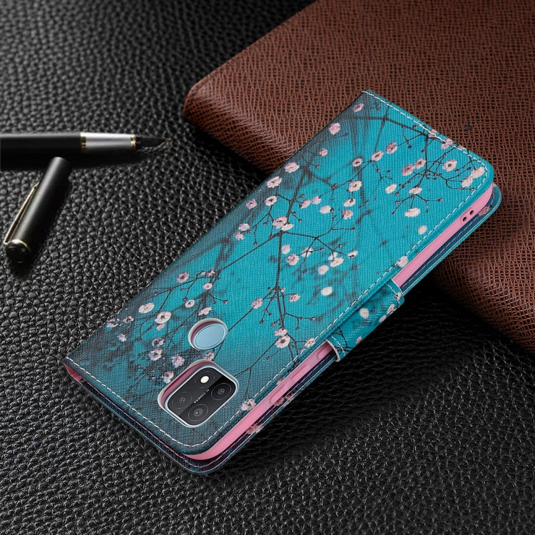 For OPPO A15 Colored Drawing Pattern Horizontal Flip Leather Case with Holder & Card Slots & Wallet