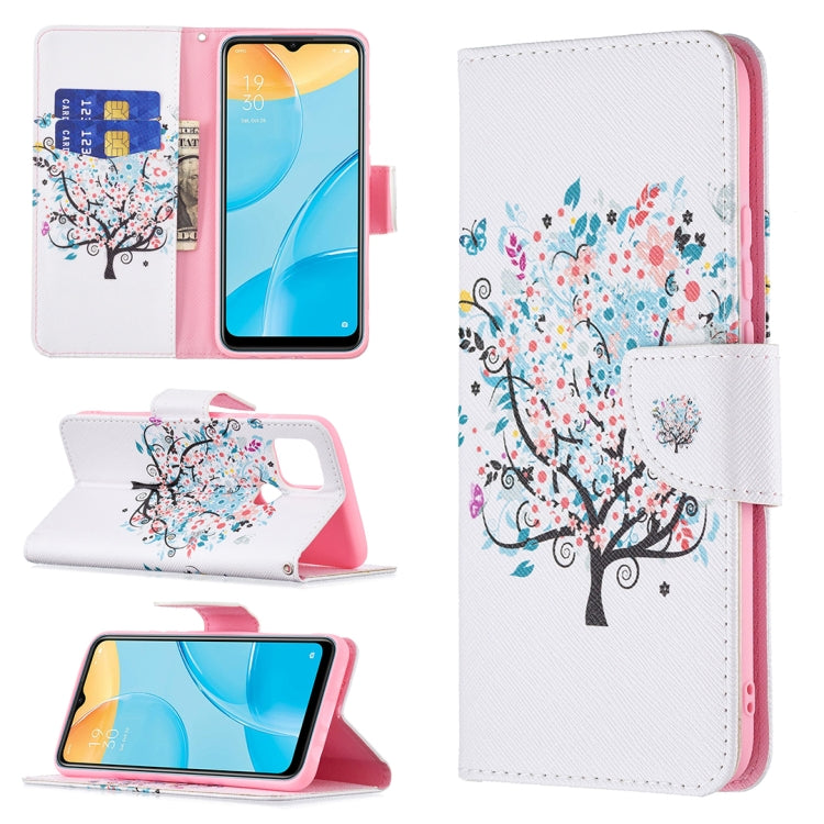 For OPPO A15 Colored Drawing Pattern Horizontal Flip Leather Case with Holder & Card Slots & Wallet