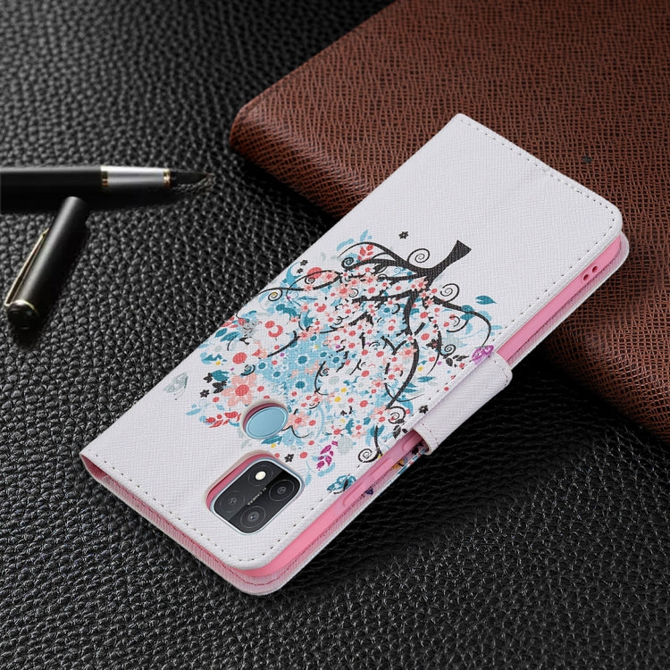For OPPO A15 Colored Drawing Pattern Horizontal Flip Leather Case with Holder & Card Slots & Wallet