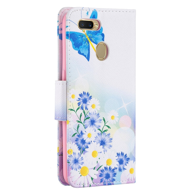 For OPPO A7 Colored Drawing Pattern Horizontal Flip Leather Case with Holder & Card Slots & Wallet
