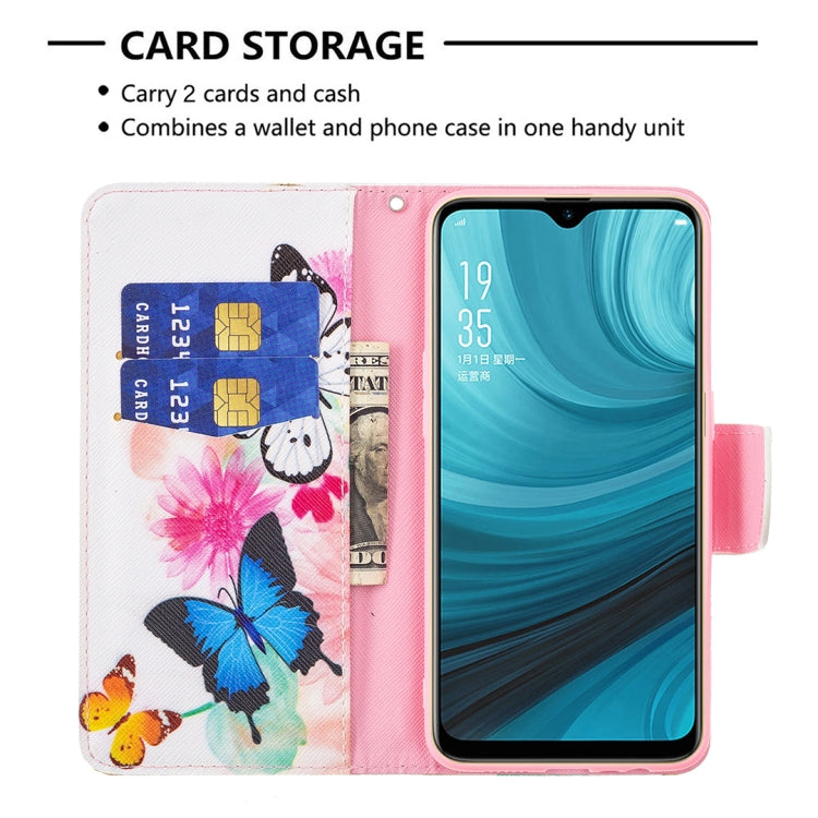For OPPO A7 Colored Drawing Pattern Horizontal Flip Leather Case with Holder & Card Slots & Wallet