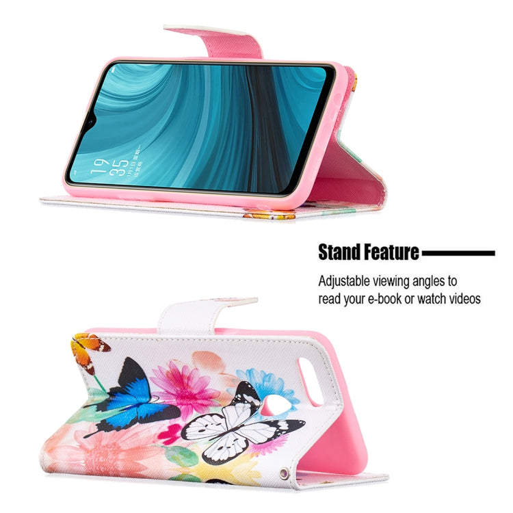 For OPPO A7 Colored Drawing Pattern Horizontal Flip Leather Case with Holder & Card Slots & Wallet