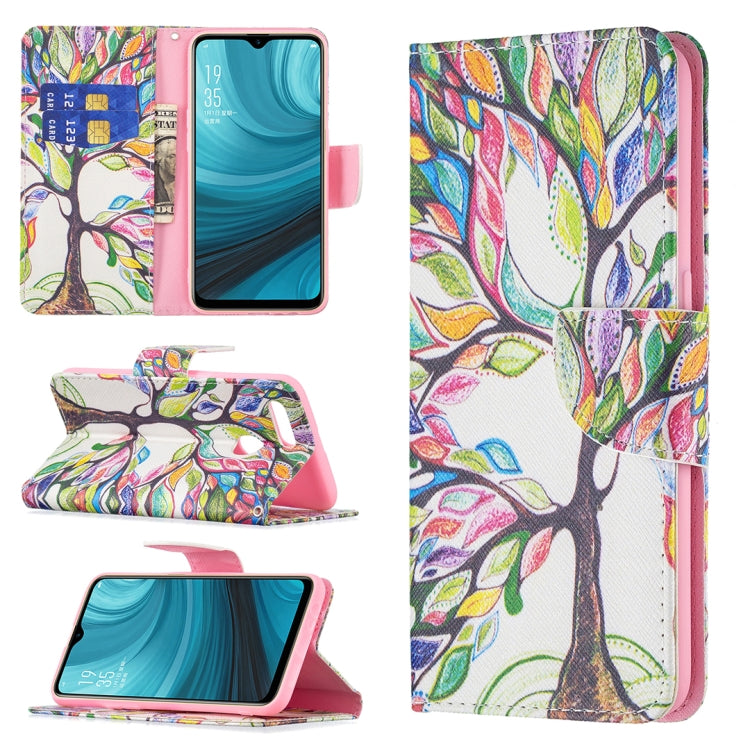 For OPPO A7 Colored Drawing Pattern Horizontal Flip Leather Case with Holder & Card Slots & Wallet