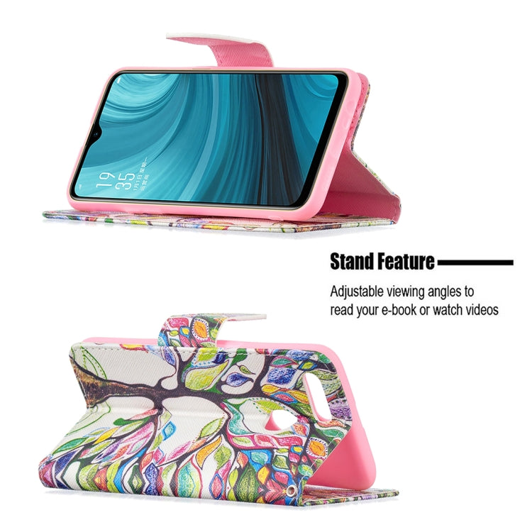 For OPPO A7 Colored Drawing Pattern Horizontal Flip Leather Case with Holder & Card Slots & Wallet