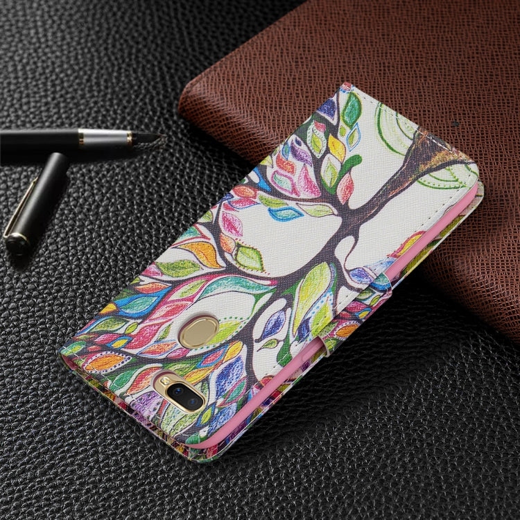 For OPPO A7 Colored Drawing Pattern Horizontal Flip Leather Case with Holder & Card Slots & Wallet
