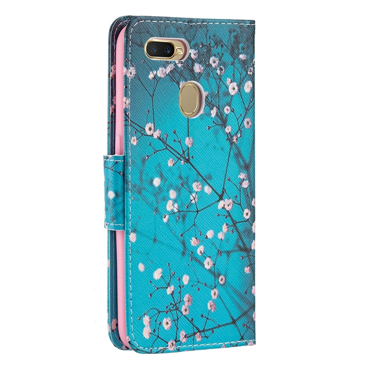 For OPPO A7 Colored Drawing Pattern Horizontal Flip Leather Case with Holder & Card Slots & Wallet