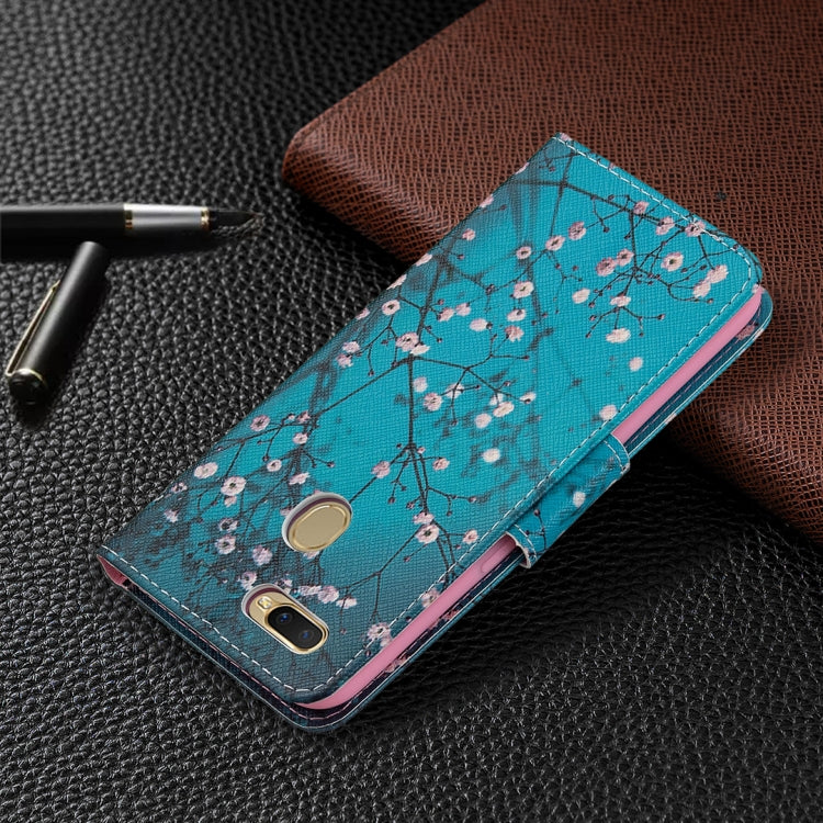 For OPPO A7 Colored Drawing Pattern Horizontal Flip Leather Case with Holder & Card Slots & Wallet