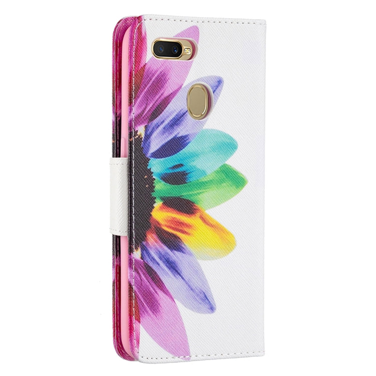 For OPPO A7 Colored Drawing Pattern Horizontal Flip Leather Case with Holder & Card Slots & Wallet