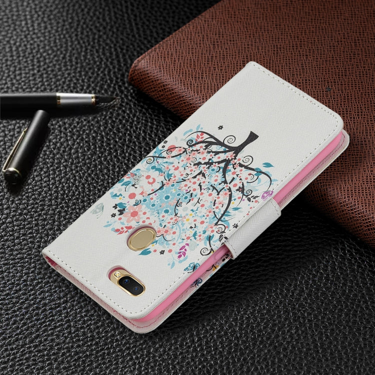For OPPO A7 Colored Drawing Pattern Horizontal Flip Leather Case with Holder & Card Slots & Wallet