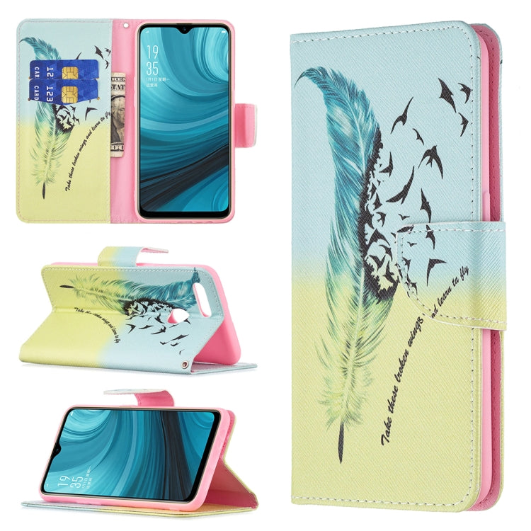 For OPPO A7 Colored Drawing Pattern Horizontal Flip Leather Case with Holder & Card Slots & Wallet