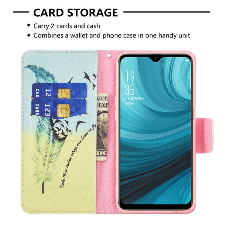 For OPPO A7 Colored Drawing Pattern Horizontal Flip Leather Case with Holder & Card Slots & Wallet