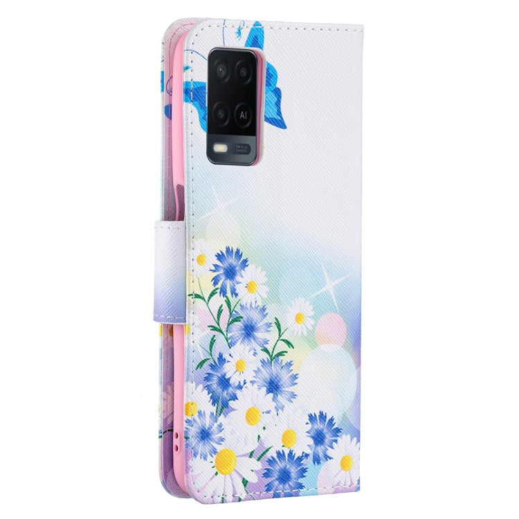 For OPPO A54 4G / A55 5G Colored Drawing Pattern Horizontal Flip Leather Case with Holder & Card Slots & Wallet