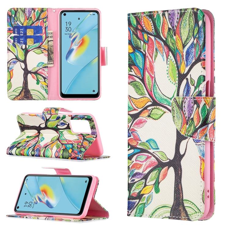 For OPPO A54 4G / A55 5G Colored Drawing Pattern Horizontal Flip Leather Case with Holder & Card Slots & Wallet