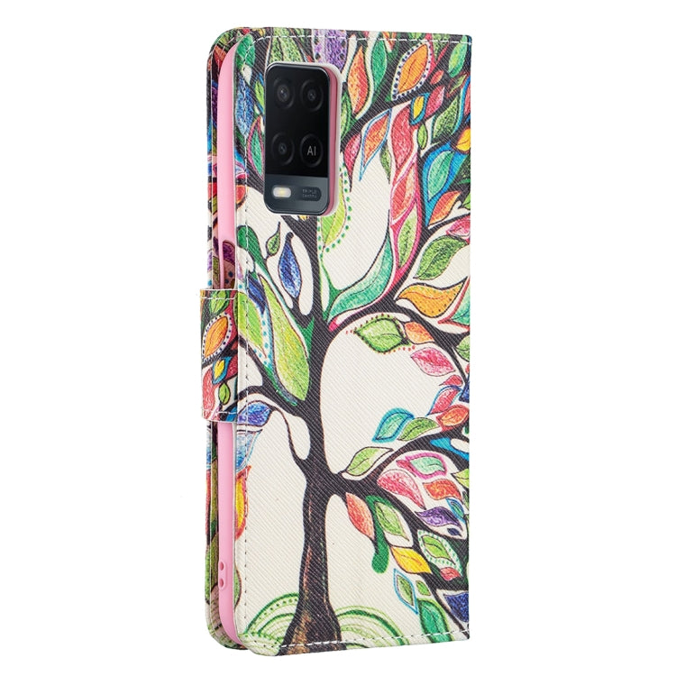 For OPPO A54 4G / A55 5G Colored Drawing Pattern Horizontal Flip Leather Case with Holder & Card Slots & Wallet