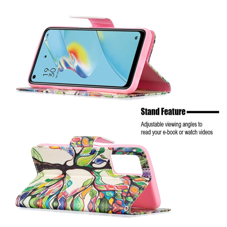 For OPPO A54 4G / A55 5G Colored Drawing Pattern Horizontal Flip Leather Case with Holder & Card Slots & Wallet