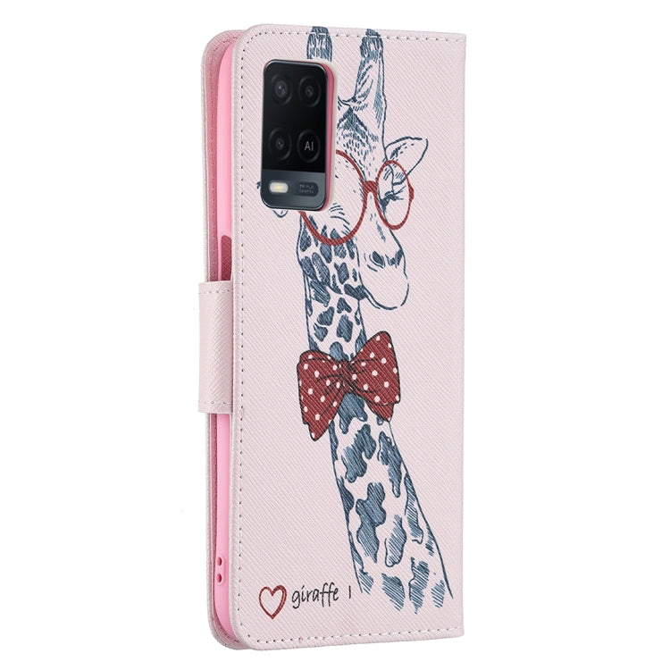 For OPPO A54 4G / A55 5G Colored Drawing Pattern Horizontal Flip Leather Case with Holder & Card Slots & Wallet