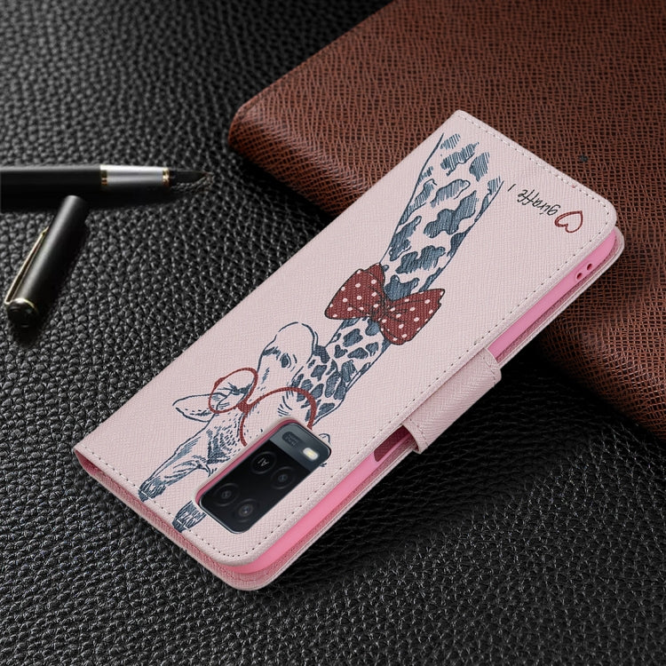 For OPPO A54 4G / A55 5G Colored Drawing Pattern Horizontal Flip Leather Case with Holder & Card Slots & Wallet