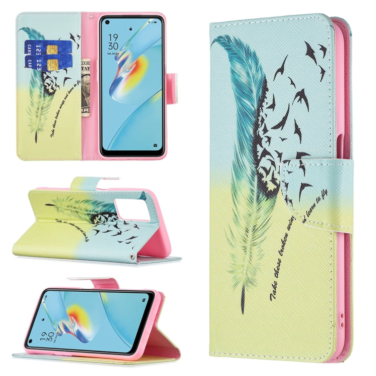 For OPPO A54 4G / A55 5G Colored Drawing Pattern Horizontal Flip Leather Case with Holder & Card Slots & Wallet
