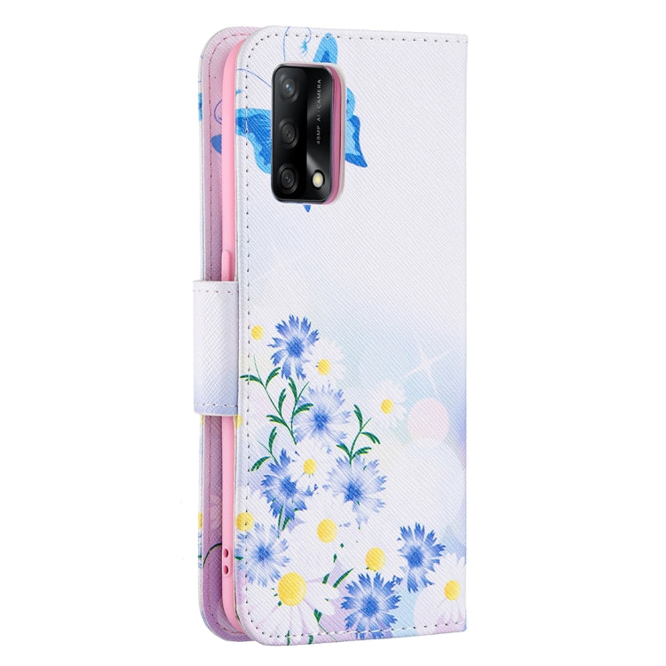 For OPPO A74 4G / F19 4G Colored Drawing Pattern Horizontal Flip Leather Case with Holder & Card Slots & Wallet