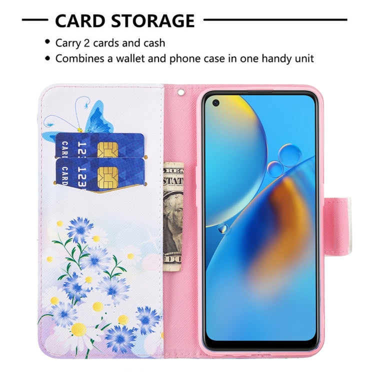 For OPPO A74 4G / F19 4G Colored Drawing Pattern Horizontal Flip Leather Case with Holder & Card Slots & Wallet