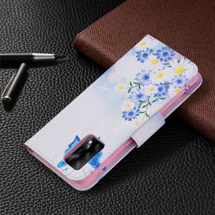 For OPPO A74 4G / F19 4G Colored Drawing Pattern Horizontal Flip Leather Case with Holder & Card Slots & Wallet
