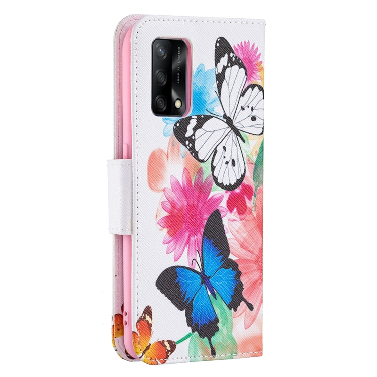 For OPPO A74 4G / F19 4G Colored Drawing Pattern Horizontal Flip Leather Case with Holder & Card Slots & Wallet
