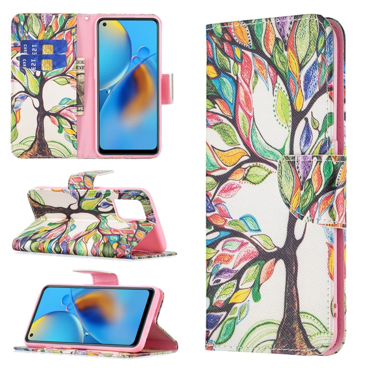 For OPPO A74 4G / F19 4G Colored Drawing Pattern Horizontal Flip Leather Case with Holder & Card Slots & Wallet