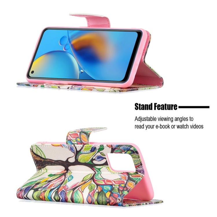 For OPPO A74 4G / F19 4G Colored Drawing Pattern Horizontal Flip Leather Case with Holder & Card Slots & Wallet