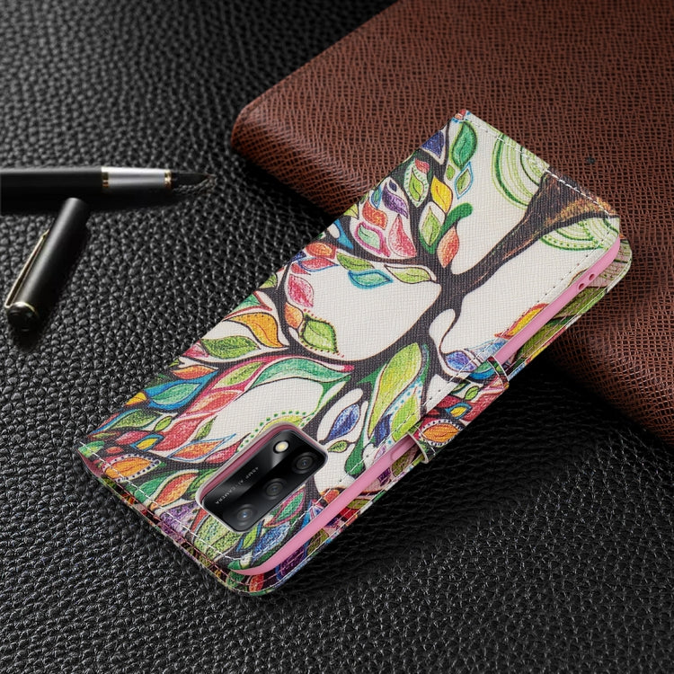 For OPPO A74 4G / F19 4G Colored Drawing Pattern Horizontal Flip Leather Case with Holder & Card Slots & Wallet
