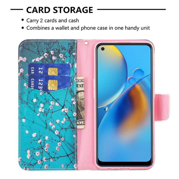 For OPPO A74 4G / F19 4G Colored Drawing Pattern Horizontal Flip Leather Case with Holder & Card Slots & Wallet