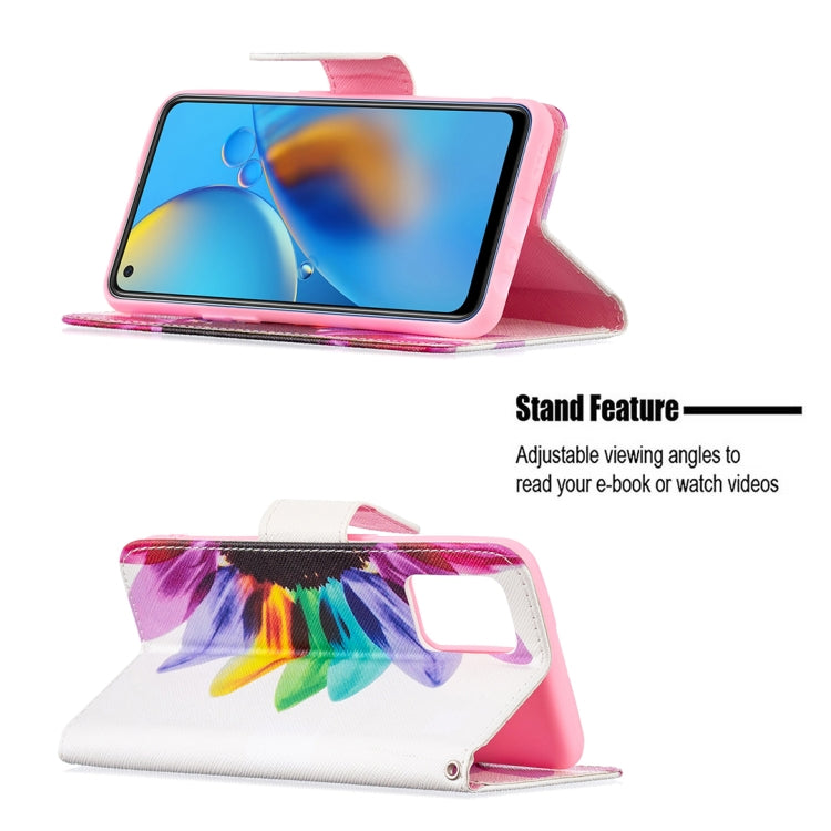 For OPPO A74 4G / F19 4G Colored Drawing Pattern Horizontal Flip Leather Case with Holder & Card Slots & Wallet