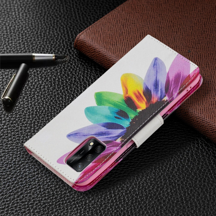 For OPPO A74 4G / F19 4G Colored Drawing Pattern Horizontal Flip Leather Case with Holder & Card Slots & Wallet